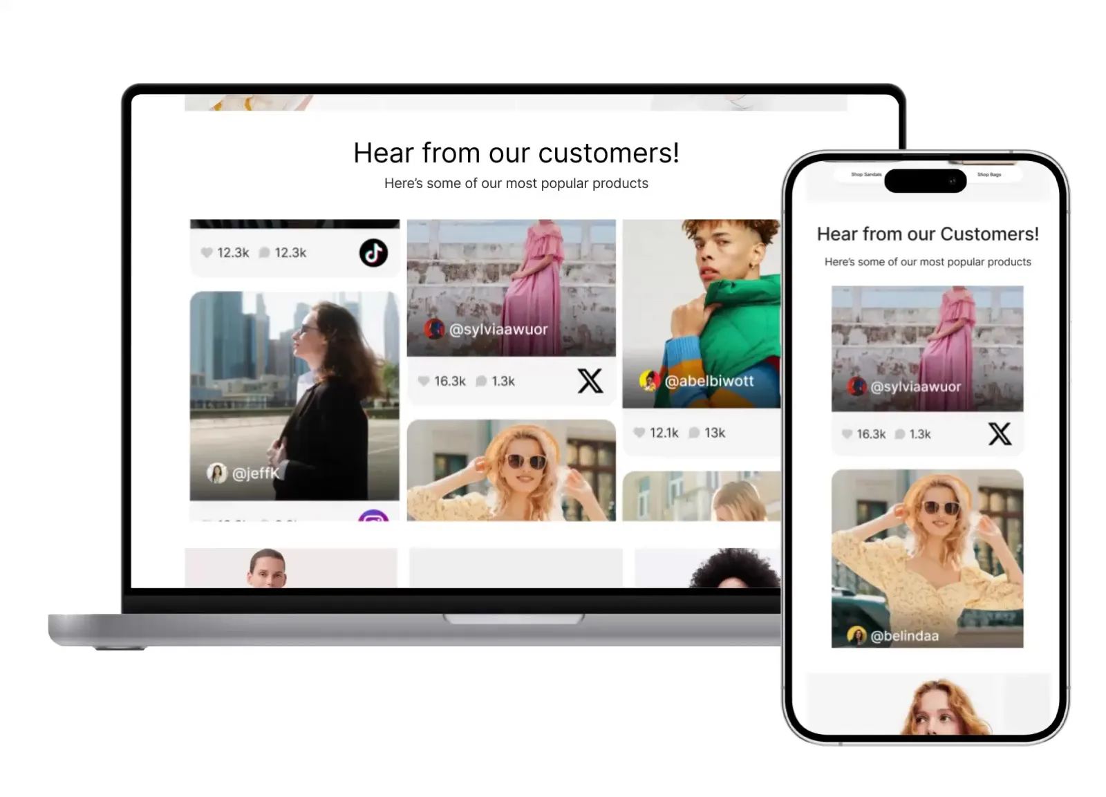 Shoppable social wall on desktop and mobile